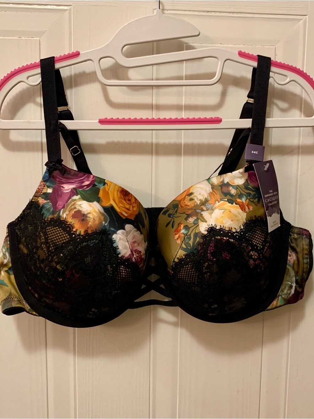 NWT Lane Bryant Cacique Boost Balconette Bra Floral Lace 44C